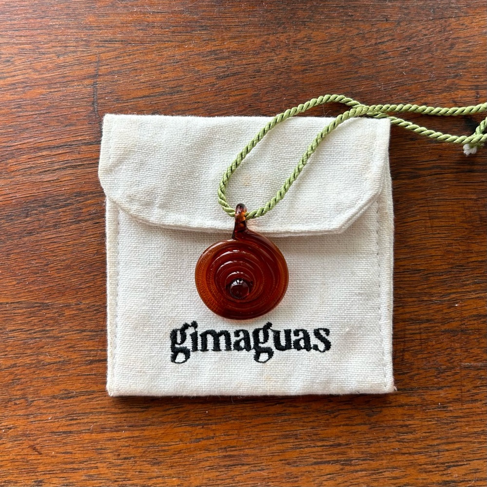 Gimaguas Glass Spiral Necklace in Brown with Green Cord #gimaguas #necklace